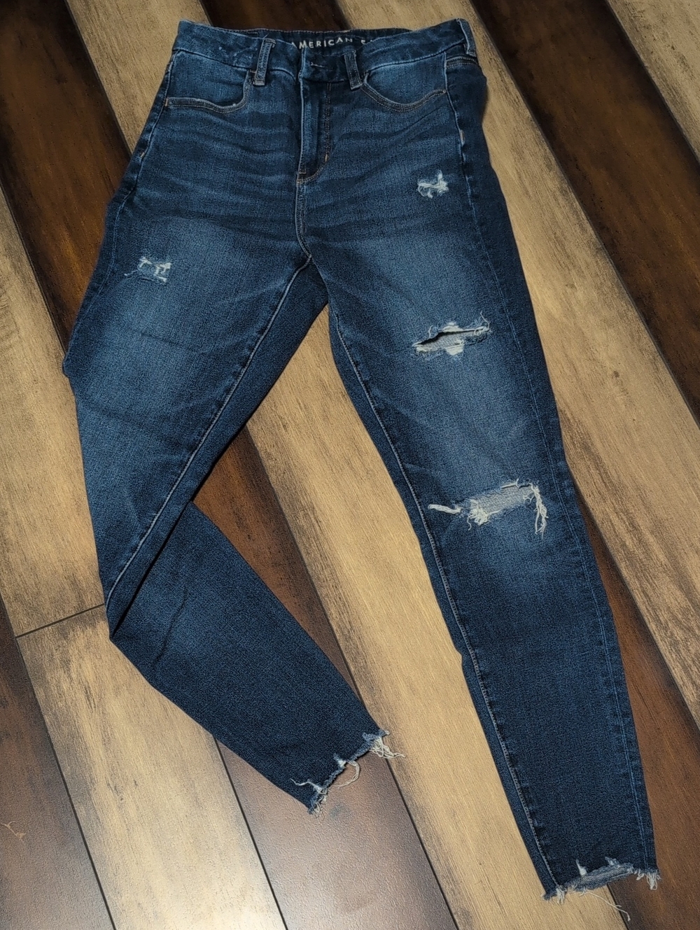 American Eagle Outfitters Dark Blue Ripped Skinny Jeans